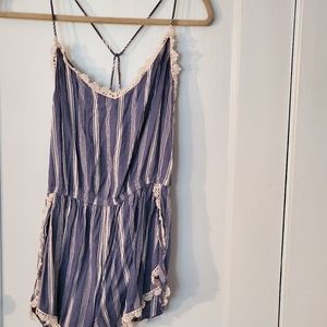 Abercrombie & Fitch Stripped Romper with Lace